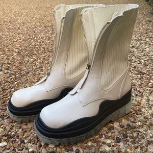 EGO Ivory Faux Leather Zip Front Platform Boot